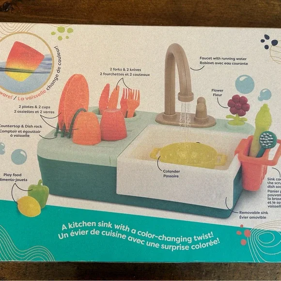 B. toys Running Water Play Sink Splash-n-Scrub Sink Kids Kitchen Box - Picture 6 of 6